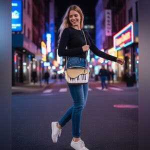 Le Miel piano purse in faux leather crossbody bag